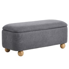 Ruan Linen-Look Storage Ottoman Bench